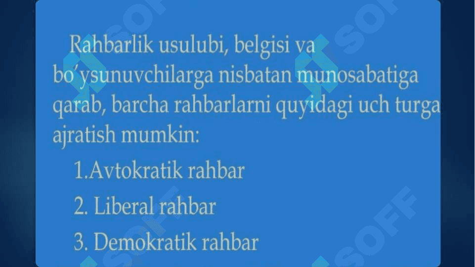Rahbarlik uslubi va boshqaruvchilik faoliyatining samaradorligi 3