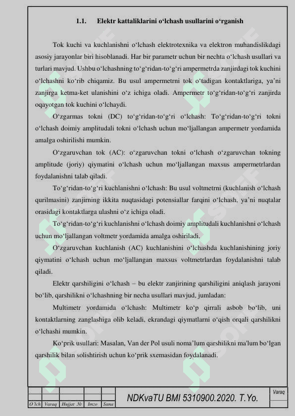 Elektr kattaliklarni o‘lchash stendini yaratish 4