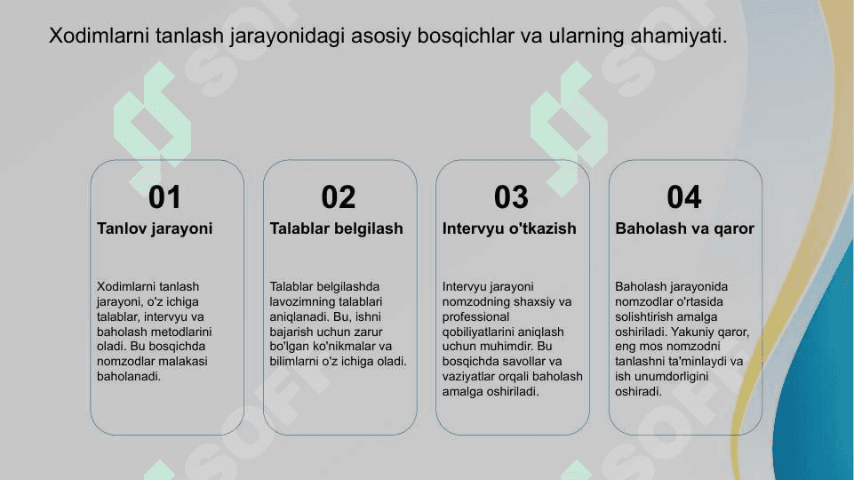 Korxonada xodimlarni tanlash va joy joyiga qo’yish 3