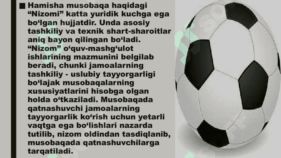 FOTBOL BO’YICHA MUSOBAQALARNI TASHKIL QILISH VA O’TKAZISH QOIDALARI 3