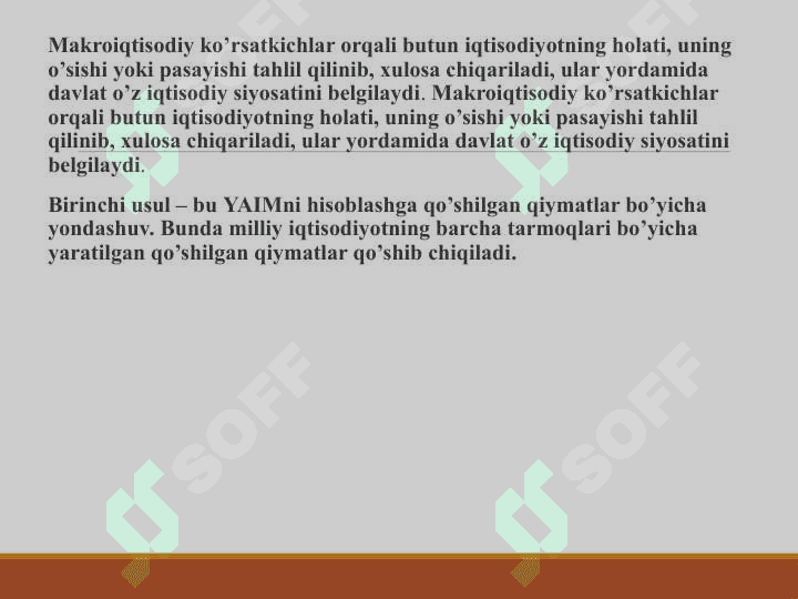 Yalpi ichki mahsulot statistikasi va uning xajmini hisoblash usullari 7