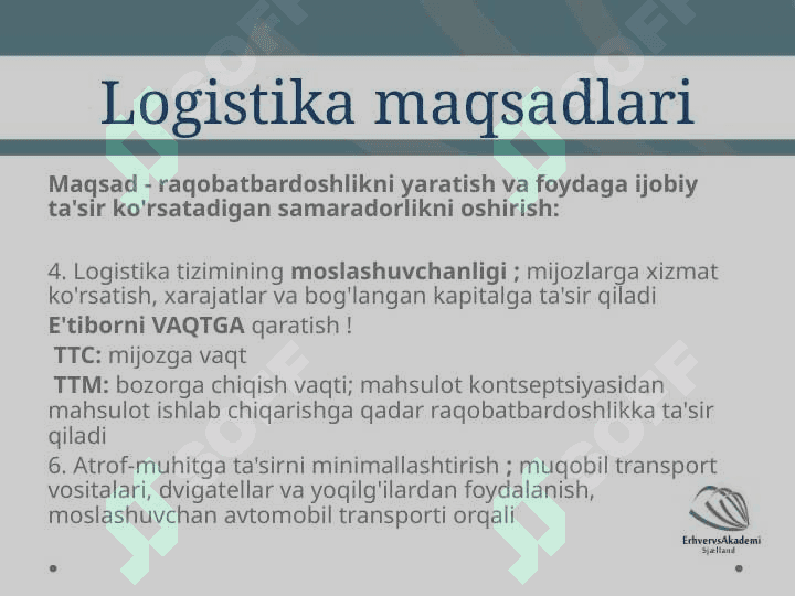 Logistika va tarqatish tuzilmalariga kirish 7