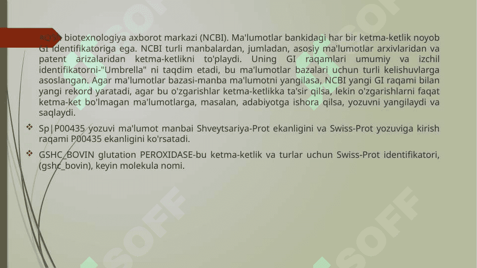 NCBI malumotlar bazalari vazifalari 3