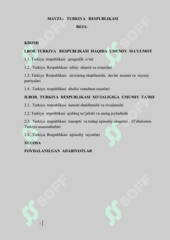 TURKIYA   RESPUBLIKASI 2
