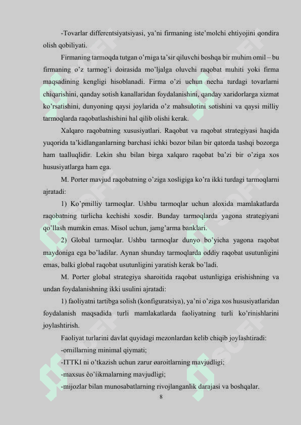 M.PORTER USLUBIYATIGA KO’RA O’ZBEKISTONNING RAQOBAT USTUNLIGI..docx 7
