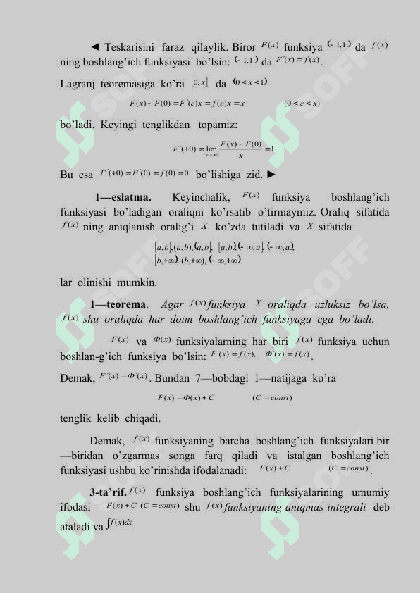 BIR O`ZGARUVCHILI FUNKTSIYALARNING INTEGRAL HISOBI. 3