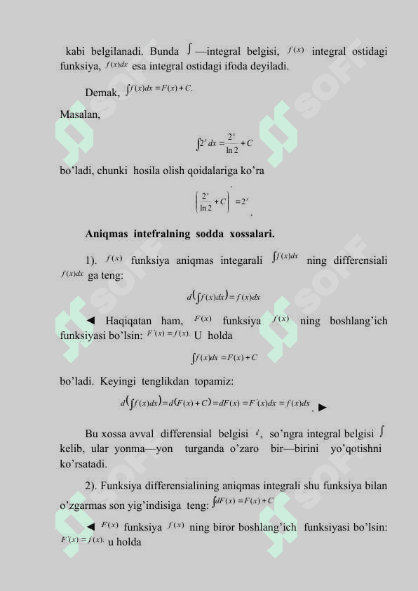 BIR O`ZGARUVCHILI FUNKTSIYALARNING INTEGRAL HISOBI. 4