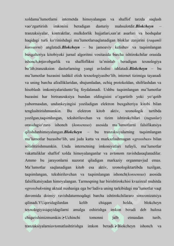 Blokcheyn texnologiyalari, uning yaratilishi va ishlatilishi 4