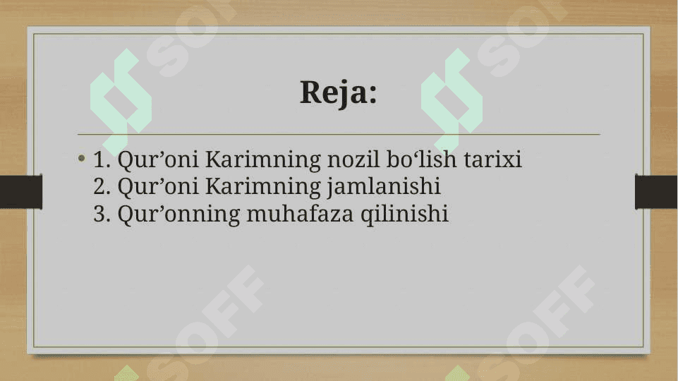 Qur’oni karimning nozil bo’lish tarixi va jamlanishi 2