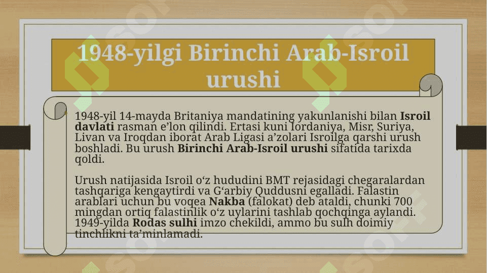 Yaqin va Oʻrta Sharq 1945-1990 yillarda Arab-Isroil mojarosi 4