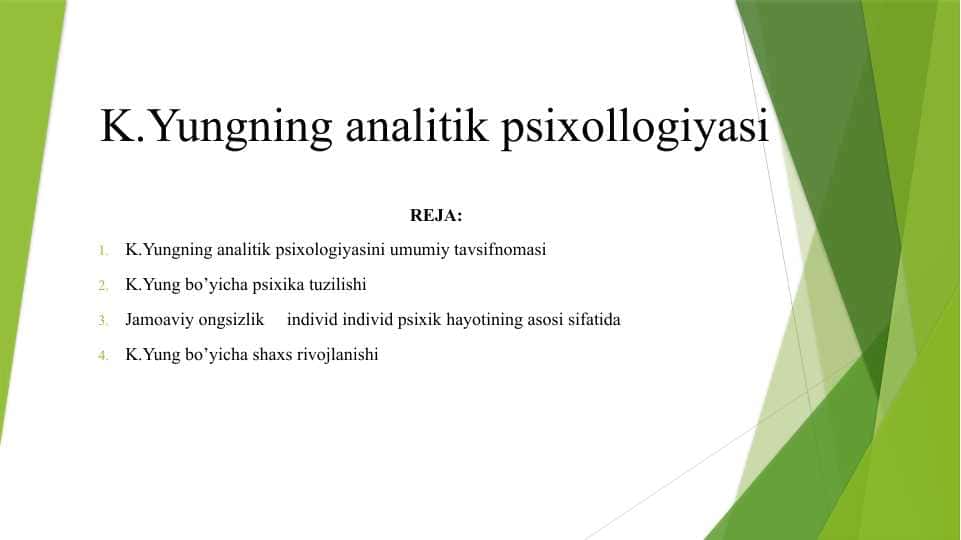 K.Yungning analitik psixollogiyasi
