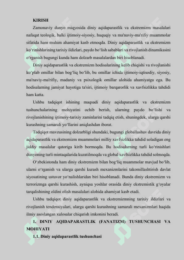DINIY AQIDAPARASTLIK (FANATIZM), EKSTREMIZM, PAYDO BOʻLISHINING IJTIMOIY TARIXIY ZAMINLARI VA RIVOJLANISHI 2