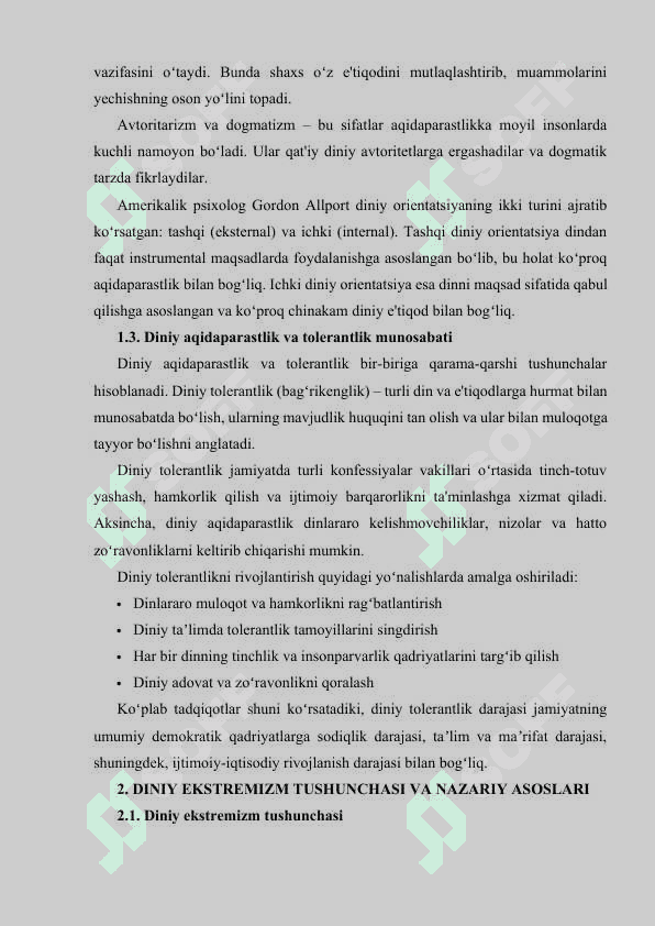 DINIY AQIDAPARASTLIK (FANATIZM), EKSTREMIZM, PAYDO BOʻLISHINING IJTIMOIY TARIXIY ZAMINLARI VA RIVOJLANISHI 4