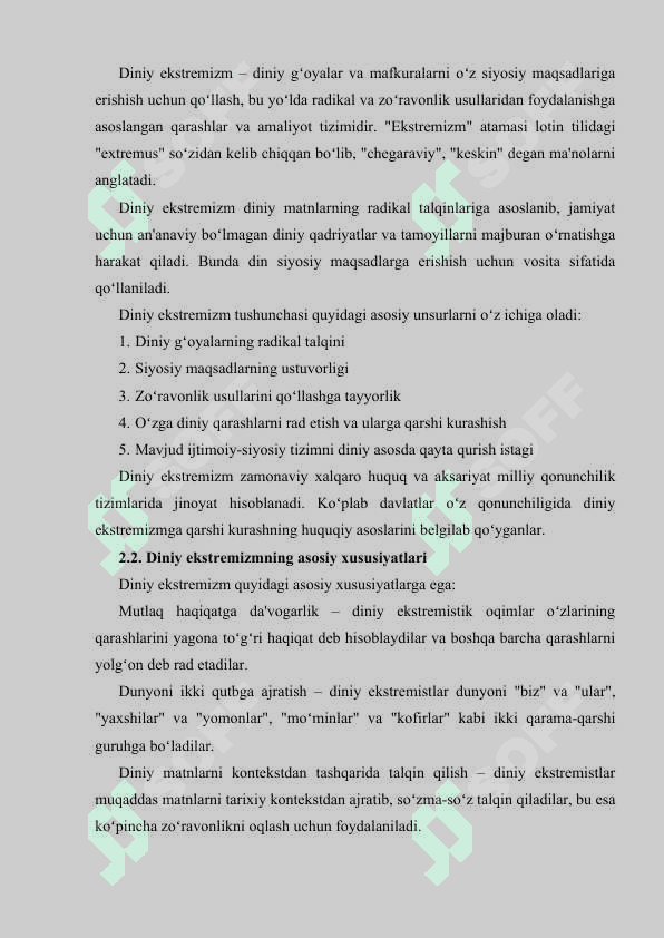 DINIY AQIDAPARASTLIK (FANATIZM), EKSTREMIZM, PAYDO BOʻLISHINING IJTIMOIY TARIXIY ZAMINLARI VA RIVOJLANISHI 5