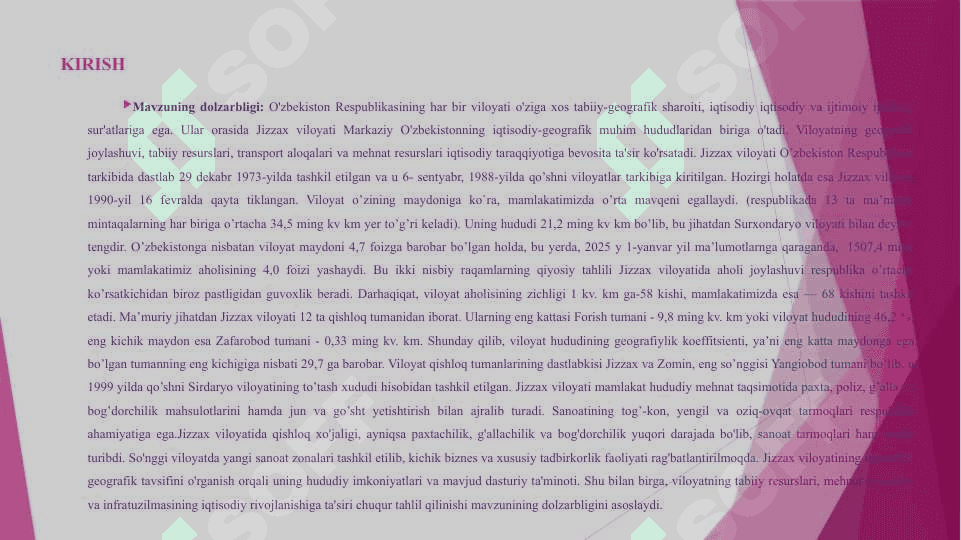 Jizzax viloyatining iqdisodiy-geografik tavsifi 3