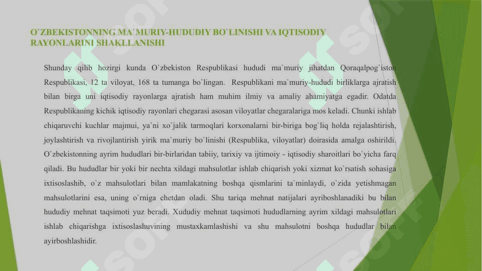 O`zbekistonni iqtisodiy-geografik rayonlashtirish 5