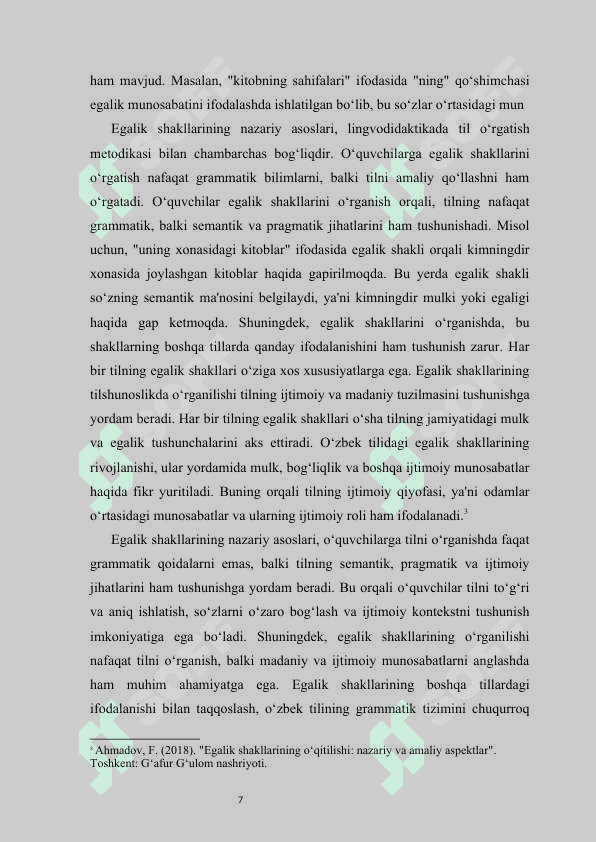 Egalik shakllarini o‘qitish usullari kurs ishi 7