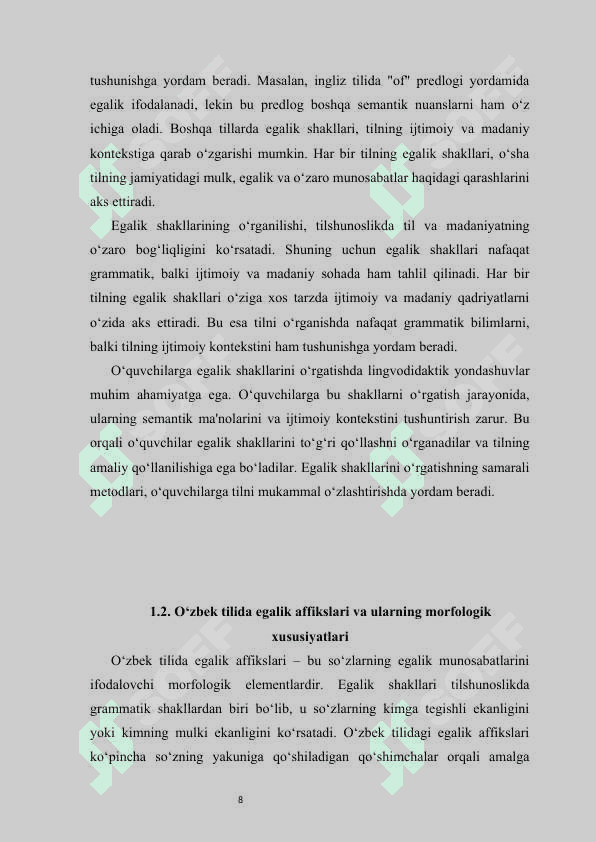 Egalik shakllarini o‘qitish usullari kurs ishi 8