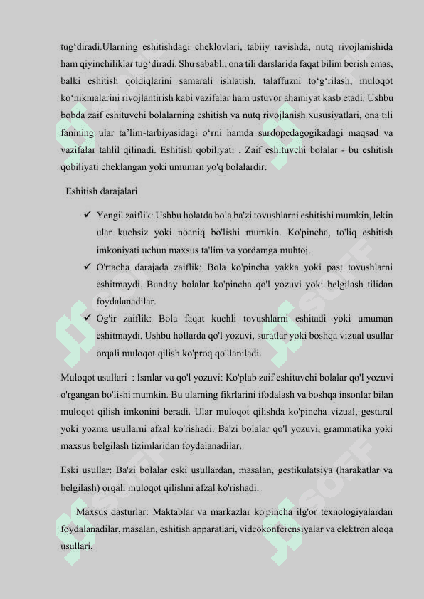 Zaif eshituvchi bolalar maktabida ona tili darslarining o’ziga xos xususiyatlari. 5