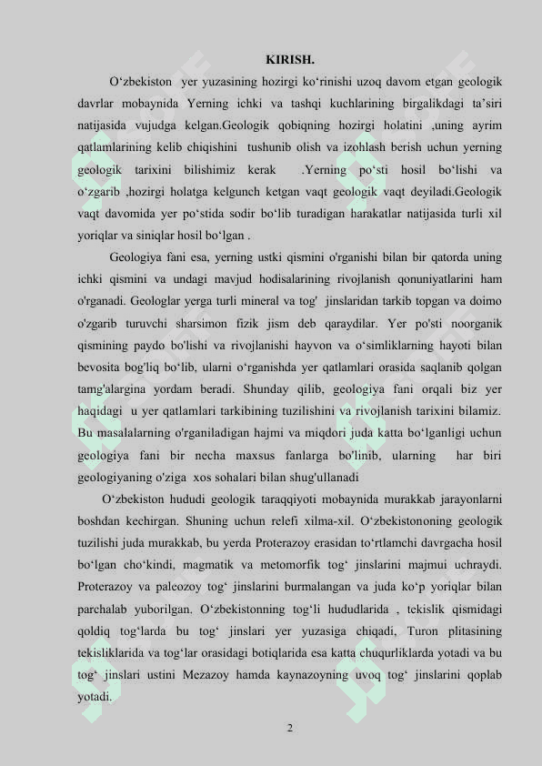 O‘ZBEKISTONNING GEOLOGIK TUZILISHI VA RELYEFI 2