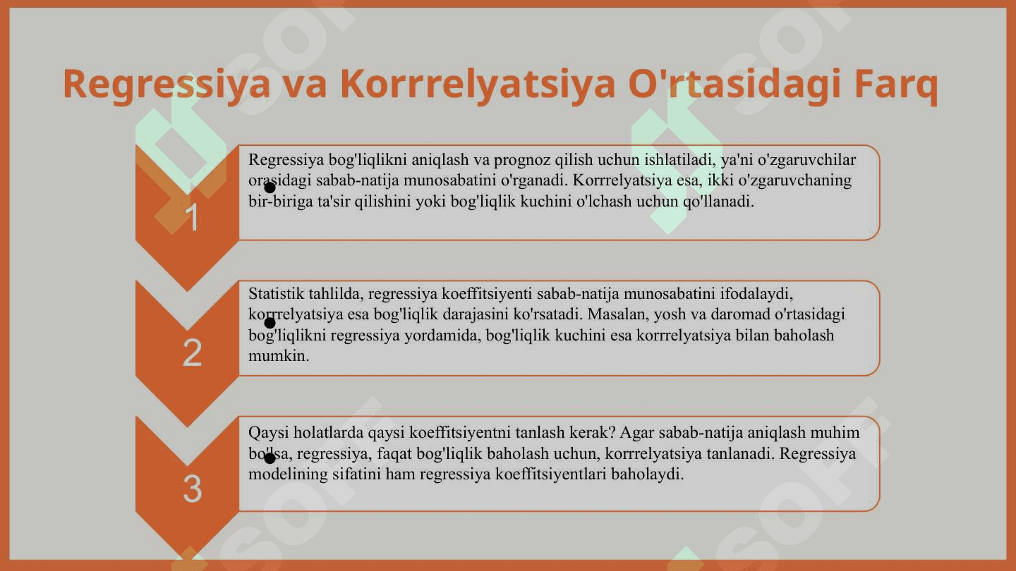 Regressiya koeffitsiyentining va korrrelyatsiya koeffitsiyentining statistik ahamiyatini baholash 6