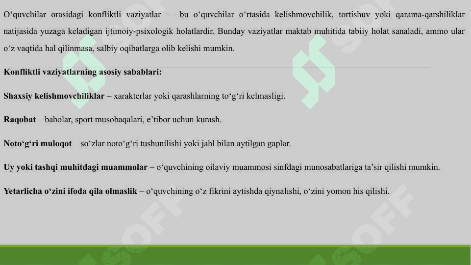 O'QUVCHILAR ORASIDAGI KONFLIKTLI VAZIYATLAR 3