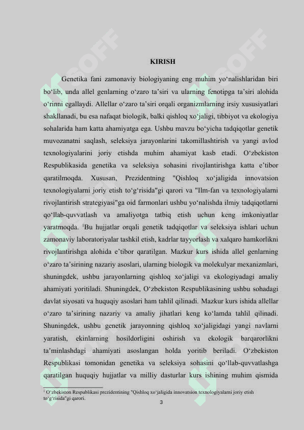 MODIFIKATOR O‘ZGARUVCHANLIK KURS ISHI 3