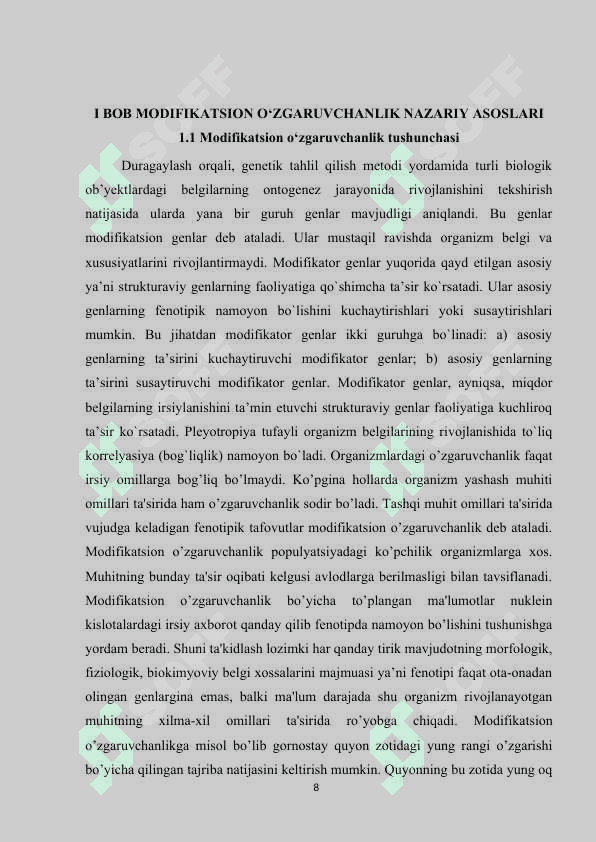 MODIFIKATOR O‘ZGARUVCHANLIK KURS ISHI 8