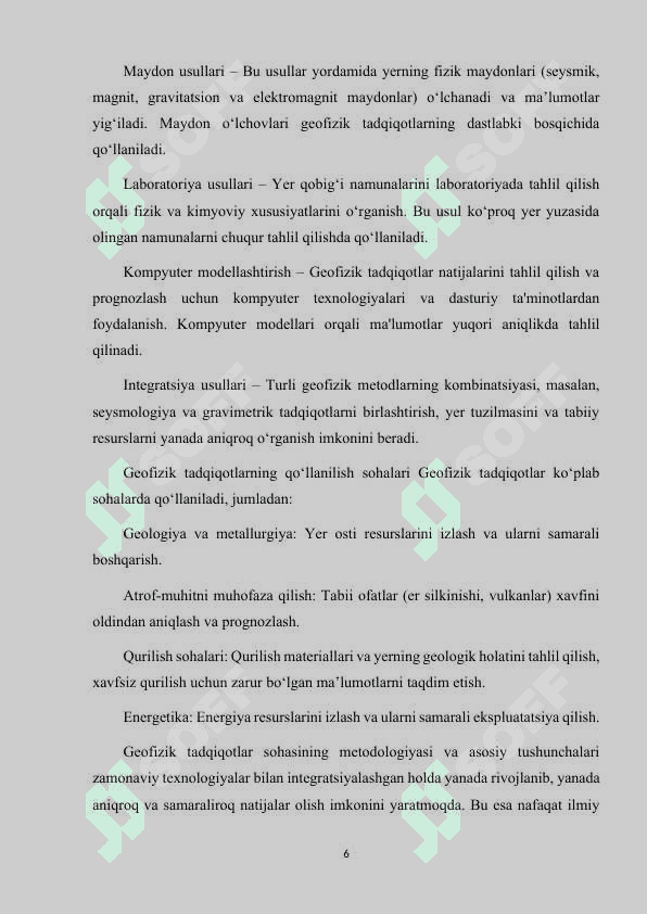 ZAMONAVIY GEOFIZIK TADQIQOT USULLARI 6