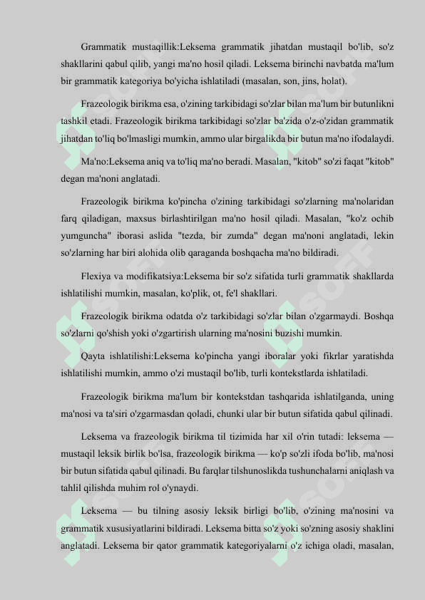 FRAZEOLOGIK BIRIKMA VA LEKSEMA OʻRTASIDAGI FARQ 3