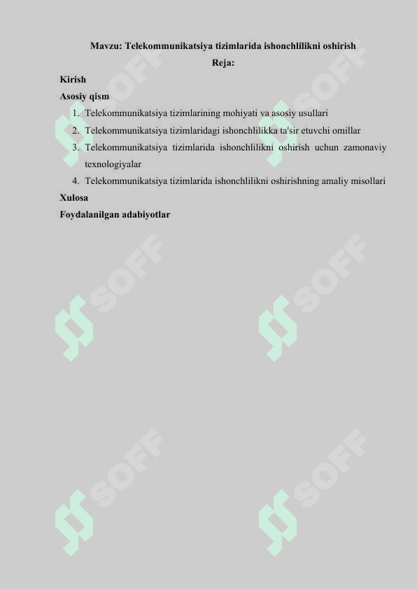 Telekommunikatsiya tizimlarida ishonchlilikni oshirish 2