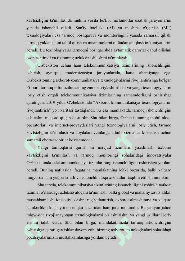 Telekommunikatsiya tizimlarida ishonchlilikni oshirish 4