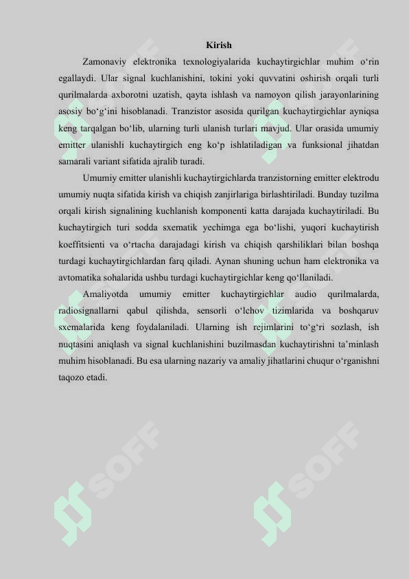 Umumiy emitter ulanishidagi kuchaytirgichlar 3