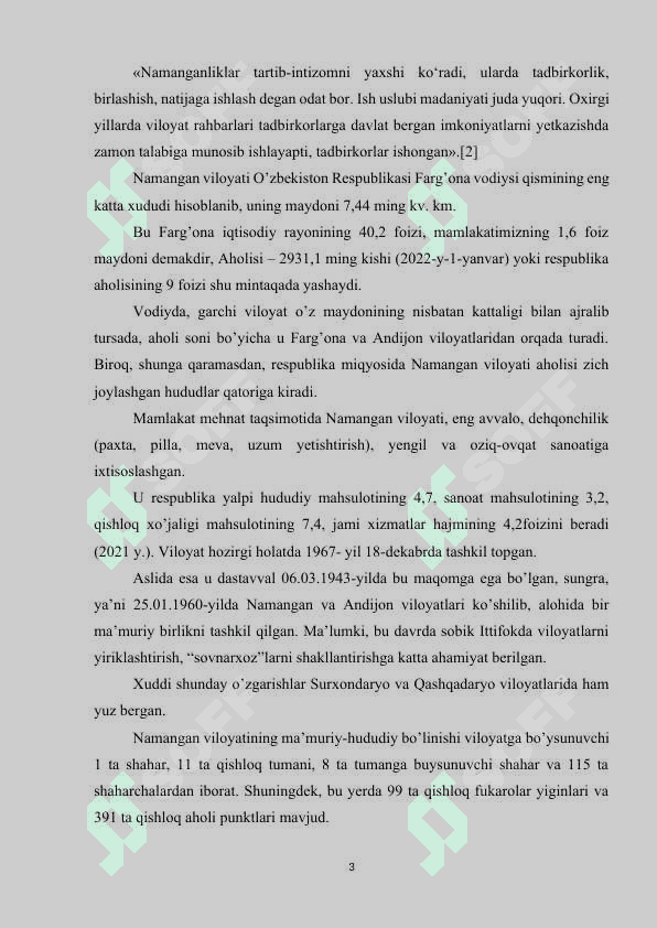 Namangan viloyatining iqdisodiy geografik tavsifi 3