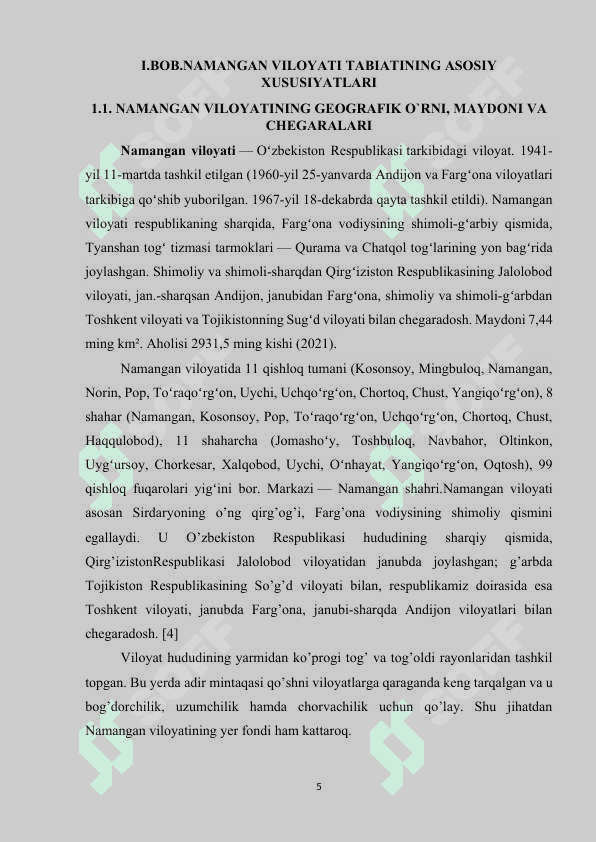 Namangan viloyatining iqdisodiy geografik tavsifi 5