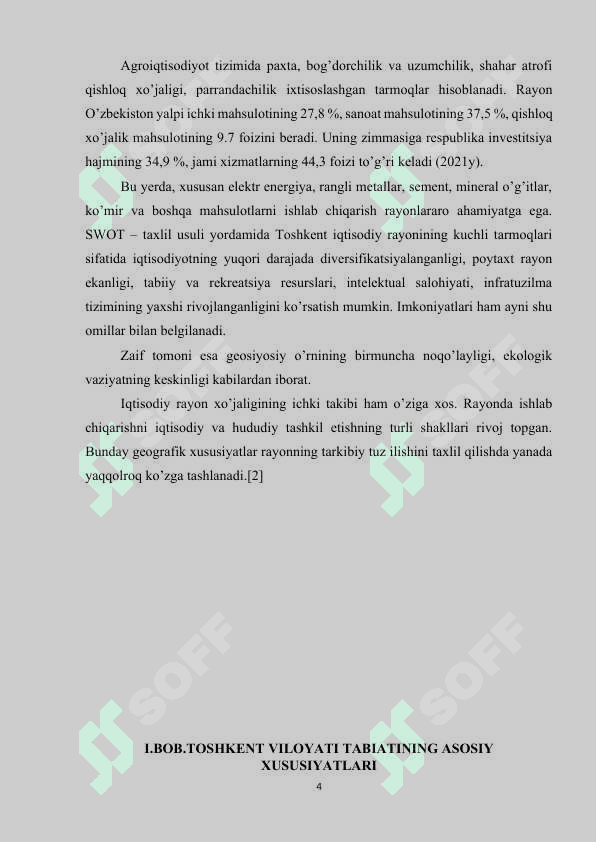 Toshkent viloyatining iqdisodiy geografik tavsifi 4