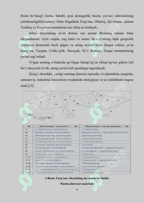 Farg`ona viloyatining iqdisodiy geografik tavsifi 6