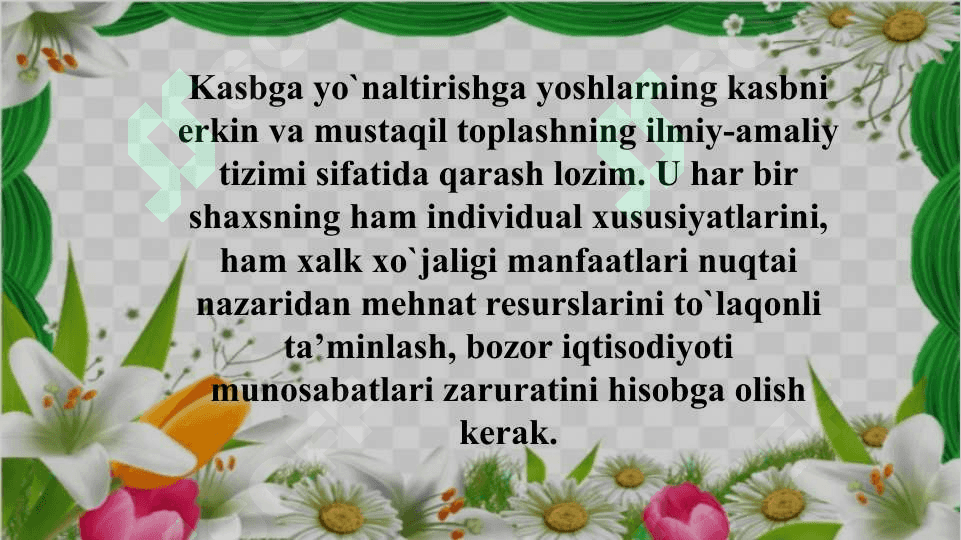 Kasb hunarga yo’naltirish bosh qotirmalardan foydalanish 2