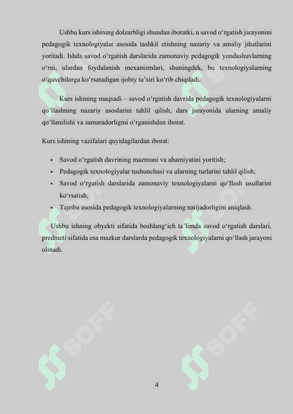 Savod o’rgatish davri darslarini pedagogik texnologiyalardan foydalanish 4