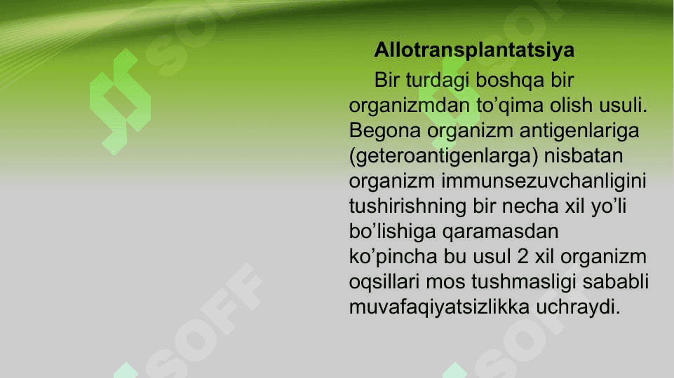 Suyak plastikasi. Transplantatlar turlari. Xirurgik davolash usullari prinsiplari 4