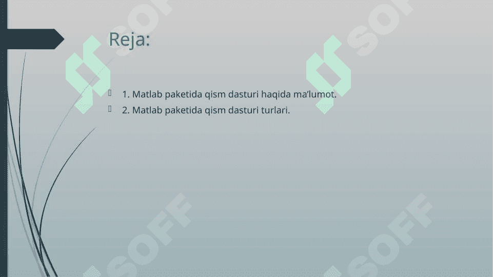 MATLAB dasturiy paketidagi qism dasturlar. 2