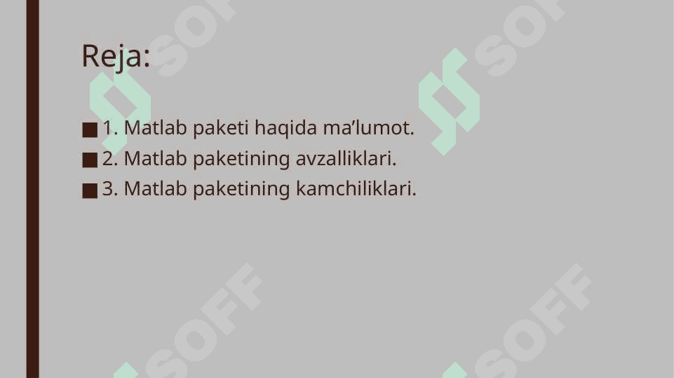 MATLAB paketining avzalliklar va kamchiliklari 2