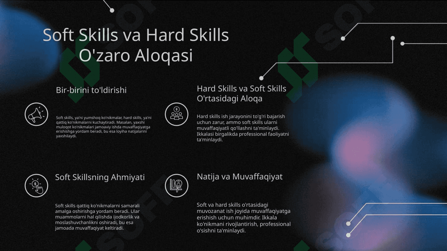 soft skills va hard skills konikmalarining o'zaro farqli jihatlari. 6