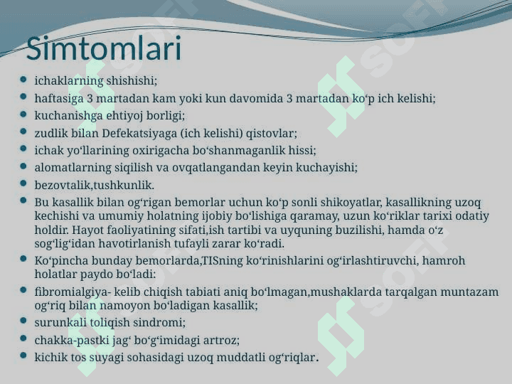 Ichakni qitig’lash  sindromi 4