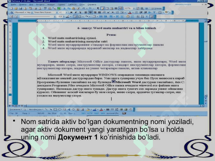 Microsoft office dasturlar paketi va ular bilan ishlash 8