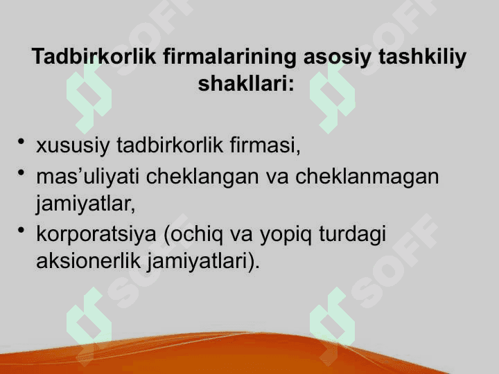 Firma va ularning tashkiliy iqtisodiy asoslari 6