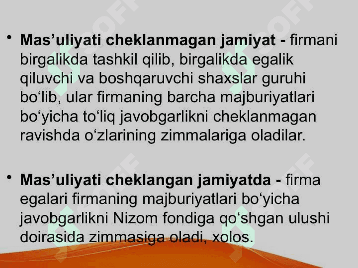 Firma va ularning tashkiliy iqtisodiy asoslari 8