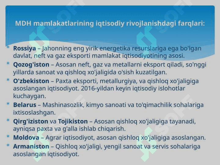 Mustaqil davlatlar hamdo'stligi mamlakatlari iqtisodiyoti 8