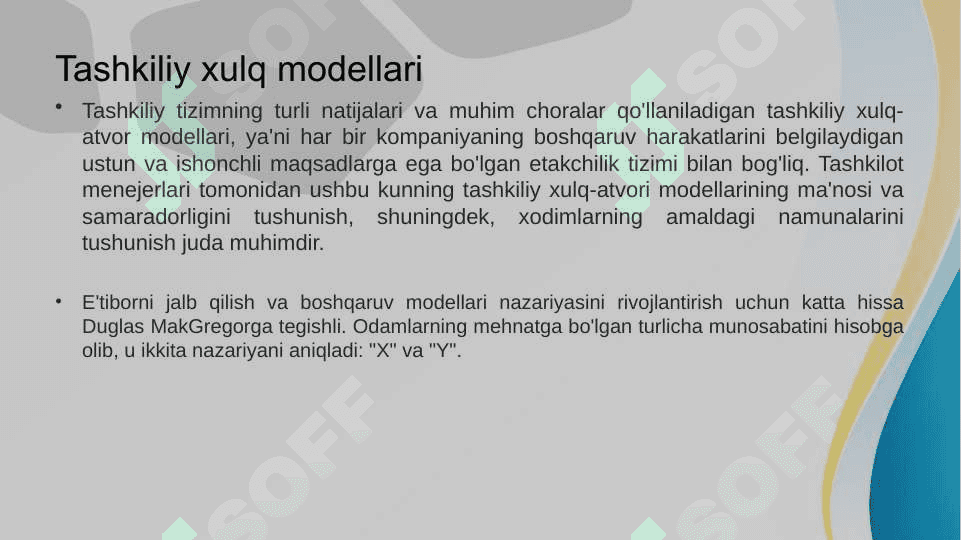 Tashkiliy xulq modellari 2