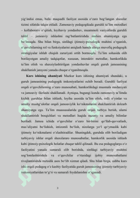Guruh jamoasini tashkil etish, tarbiyalash va hamkorlikda ish olib borish metodikasi 3